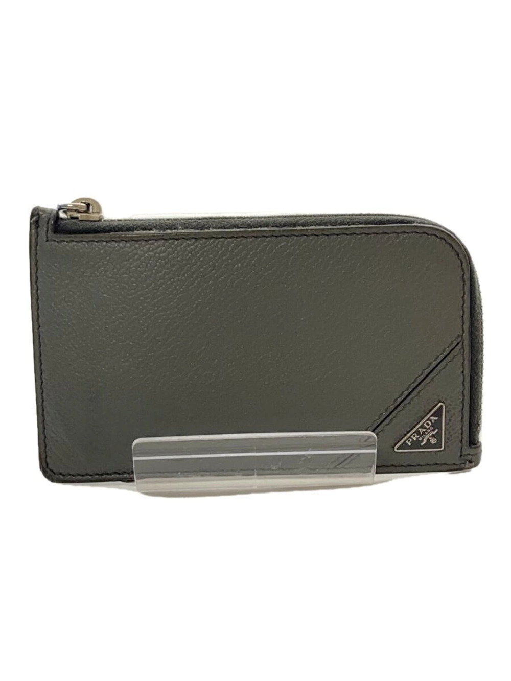 Prada Card Case Wallet Leather Khaki Green